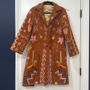 Talisman Woodstock tan corduroy and embroidered coat
